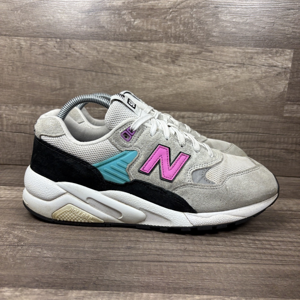 New Balance 580 v2 Gray Pink Womens US Size 10.5 Wide EUR 42.5 MT580GR2 Sneakers